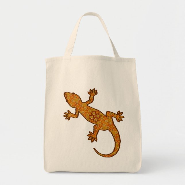 Tribal Batik Gecko - Rust, Amber och Tan Tygkasse (Framsidan)