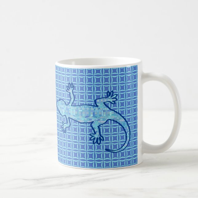Tribal batik Gecko - soft denim blue Kaffemugg (Höger)