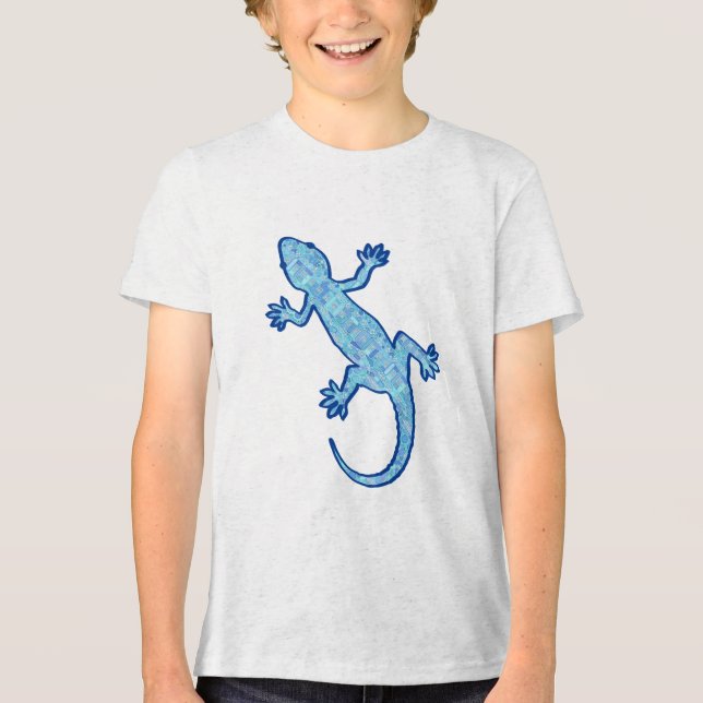 Tribal batik Gecko - soft denim blue T-shirt I Triblend-tyg (Framsida)