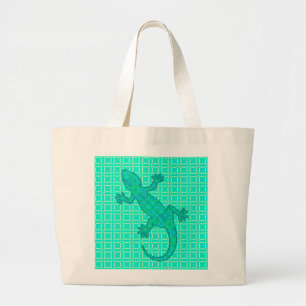 Tribal batik Gecko - turkos/peace Jumbo Tygkasse