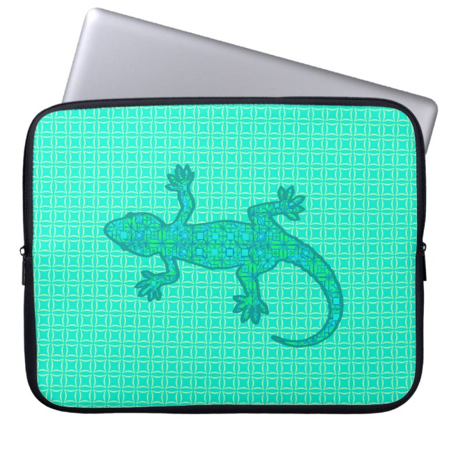 Tribal batik Gecko - turkos/peace Laptop Fodral (Framsidan)