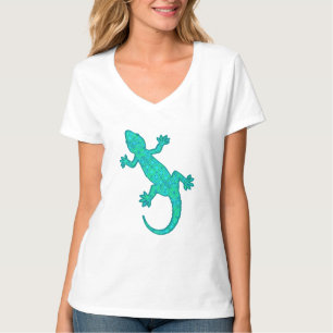 Tribal batik Gecko - turkos/peace Tee