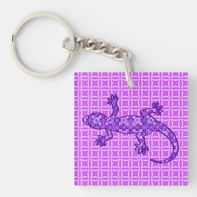 Tribal batik Gecko - violet och ametyst lila (Framsidan)