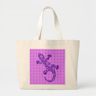 Tribal batik Gecko - violet och ametyst lila Jumbo Tygkasse