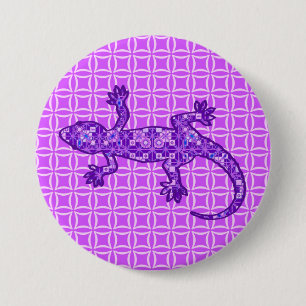 Tribal batik Gecko - violet och ametyst lila Knapp
