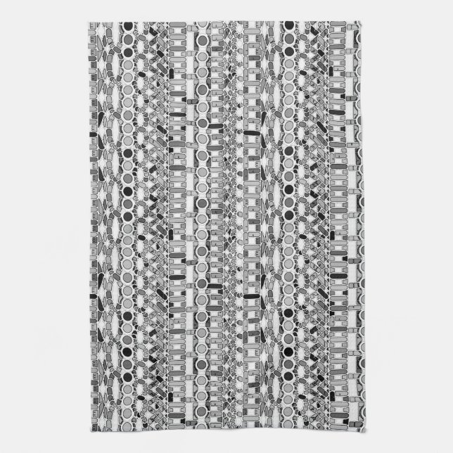 Tribal Batik - grått-/grått-nyanser Kökshandduk (Vertikal)