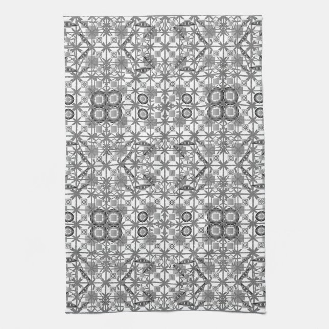 Tribal Batik - grått / grått, svartvitt Kökshandduk (Vertikal)