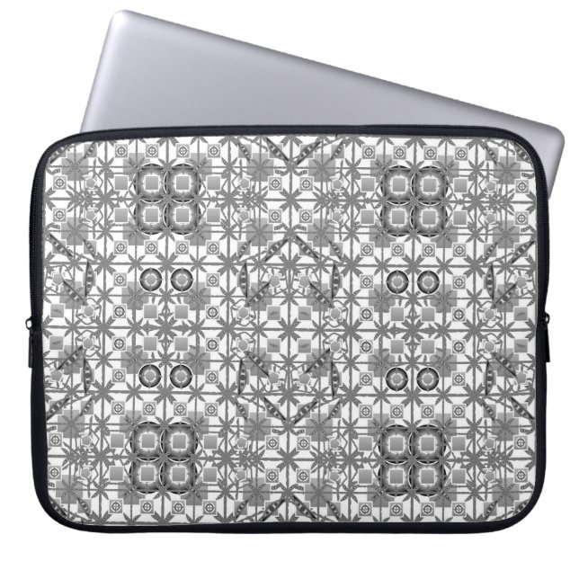Tribal Batik - grått / grått, svartvitt Laptop Sleeve (Framsidan)
