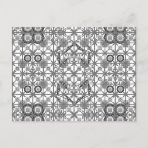 Tribal Batik - grått / grått, svartvitt Vykort