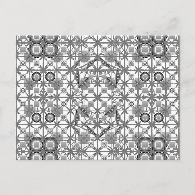 Tribal Batik - grått / grått, svartvitt Vykort (Framsida)