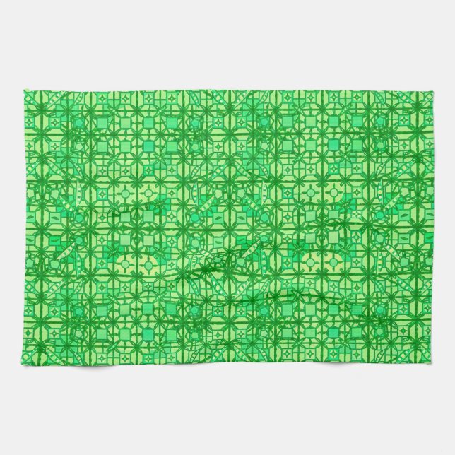 Tribal Batik - gröntens nyanser Kökshandduk (Horisontell)