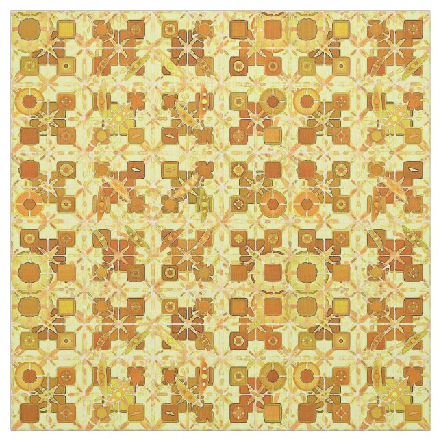Tribal Batik - guldfärgad gult, brun och brun Tyg (Provkarta)
