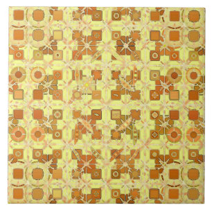 Tribal Batik - guldfärgad gult, brun och tan Kakelplatta