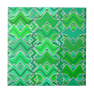 Tribal Batik i Jade Grönt och Lime Green Kakelplatta