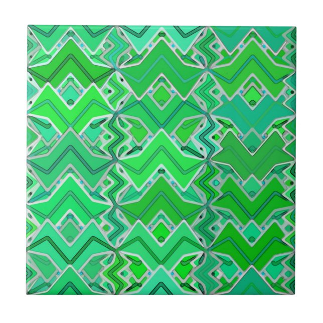 Tribal Batik i Jade Grönt och Lime Green Kakelplatta (Framsidan)