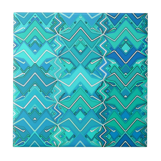 Tribal Batik i Turquise, Aqua och Teal Kakelplatta (Framsidan)