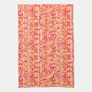 Tribal Batik - korall orange och korall rosa Kökshandduk