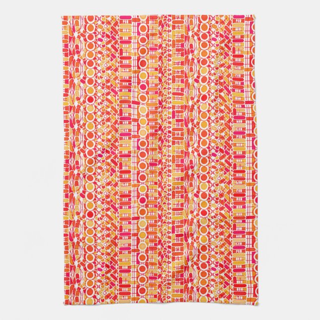 Tribal Batik - korall orange och korall rosa Kökshandduk (Vertikal)