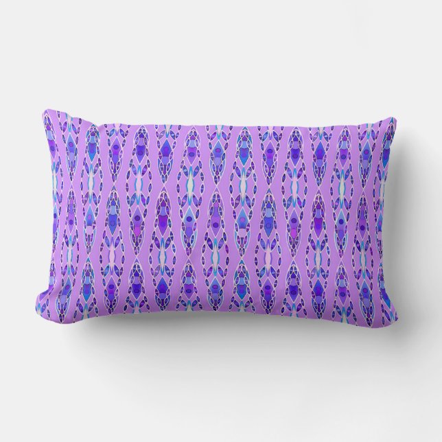 Tribal Batik - Lavendel, Blå och Violett Lumbarkudde (Framsida)
