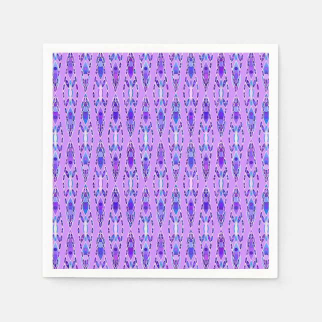 Tribal Batik - Lavendel, Blå och Violett Pappersservett (Framsidan)