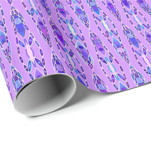 Tribal Batik - Lavender, Blue and Violet Presentpapper (Rullad Hörn)