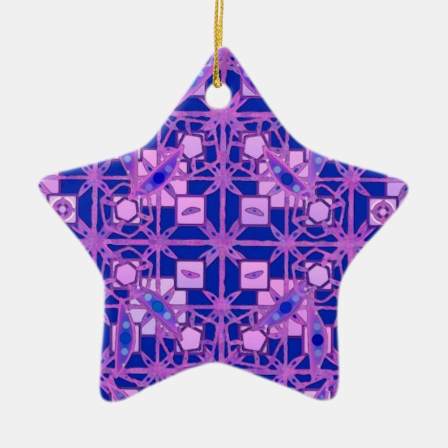 Tribal Batik - lilans nyanser Julgransprydnad Keramik (Framsidan)