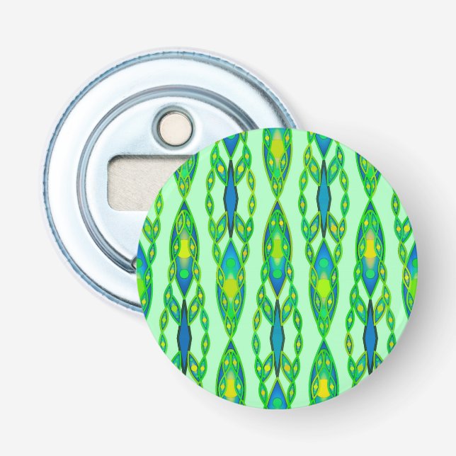 Tribal Batik - Mint, Emerald Grönt och Blue Flasköppnare (Framsidan)