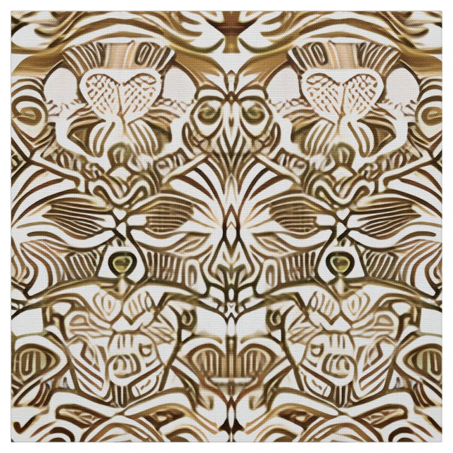 Tribal Batik Mönster i Coffee Brown och Beige Tyg (Provkarta)