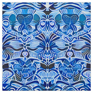 Tribal Batik Mönster i Indigo Blue och White Tyg