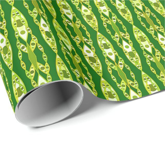 Tribal Batik - Mörk grönt och Avocado Presentpapper (Rullad Hörn)