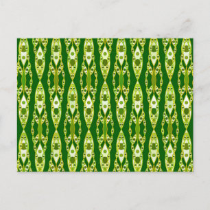Tribal Batik - Mörk grönt och Avocado Vykort