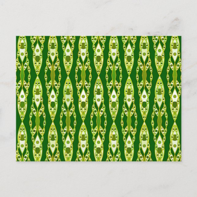Tribal Batik - Mörk grönt och Avocado Vykort (Framsida)