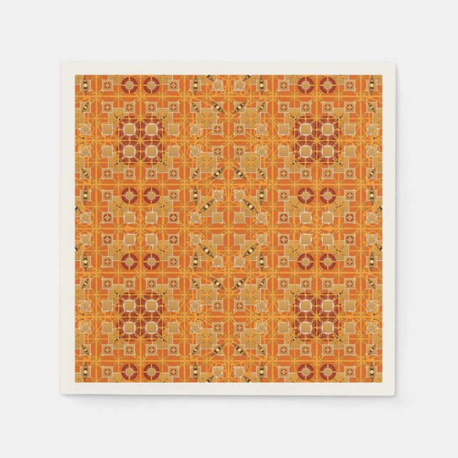 Tribal Batik - nyanser av bärnsten och brunt Pappersservett (Framsidan)