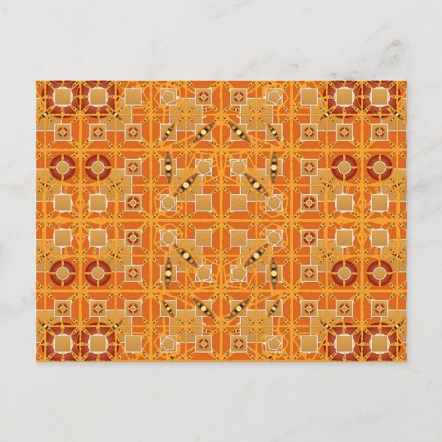 Tribal Batik - nyanser av bärnsten och brunt Vykort (Framsida)