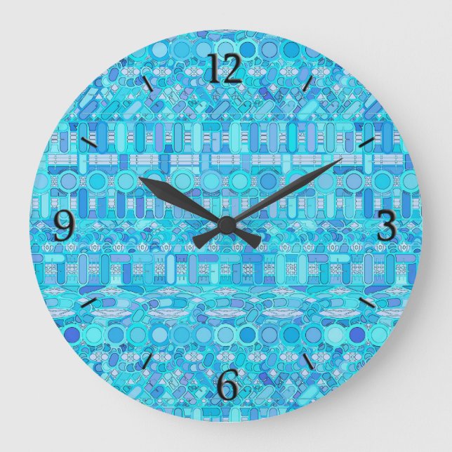 Tribal Batik - nyanser av blått Stor Klocka (Framsida)