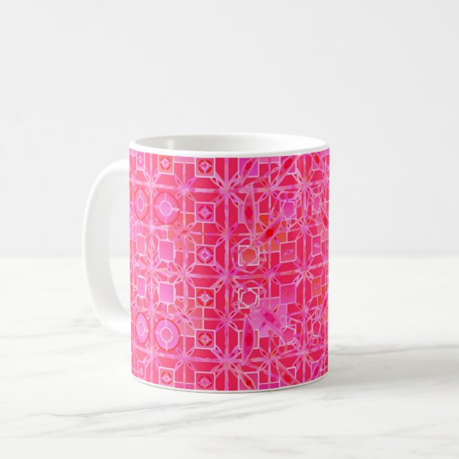 Tribal Batik - nyanser av fuchsia rosa Kaffemugg (Framsida vänster)