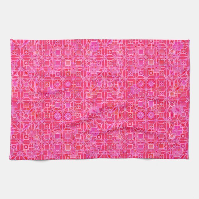 Tribal Batik - nyanser av fuchsia rosa Kökshandduk (Horisontell)