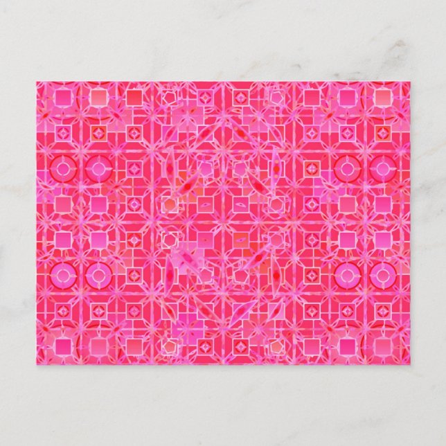 Tribal Batik - nyanser av fuchsia rosa Vykort (Framsida)