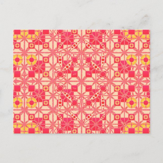 Tribal Batik - nyanser av korallrosa Vykort (Framsida)