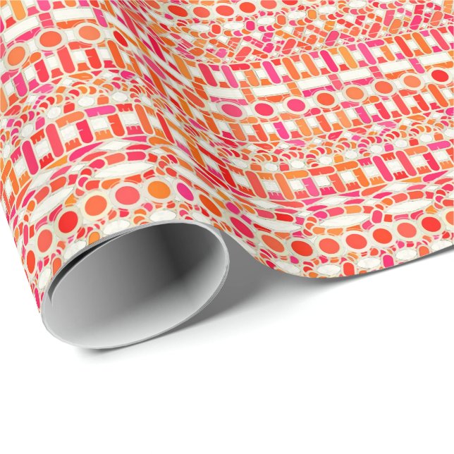 Tribal Batik - nyanser av orange och rosa Presentpapper (Rullad Hörn)