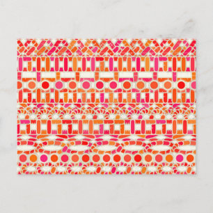 Tribal Batik - nyanser av orange och rosa Vykort