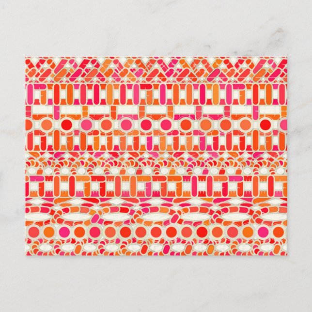 Tribal Batik - nyanser av orange och rosa Vykort (Framsida)