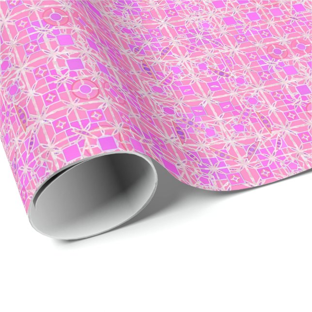 Tribal Batik - nyanser av rosa och orkidé Presentpapper (Rullad Hörn)