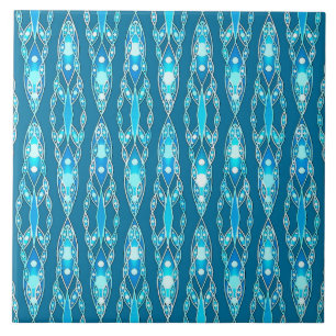 Tribal Batik - Ocean Blue och Aqua Kakelplatta