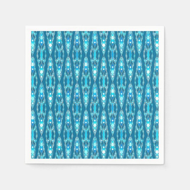 Tribal Batik - Ocean Blue och Aqua Pappersservett (Framsidan)
