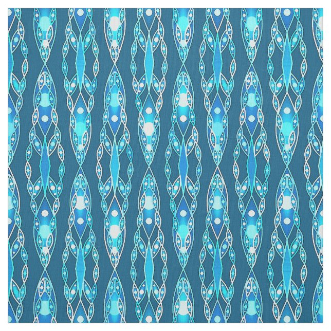 Tribal Batik - Ocean Blue och Aqua Tyg (Provkarta)