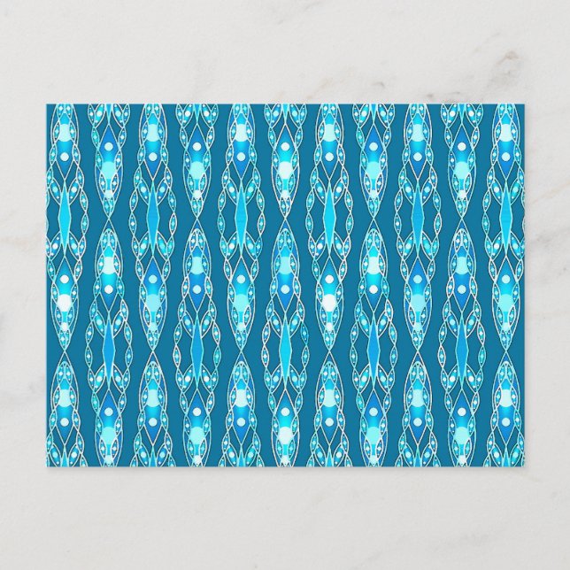 Tribal Batik - Ocean Blue och Aqua Vykort (Framsida)
