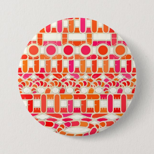 Tribal Batik - orange- och rosa - nyanser Knapp (Framsida)