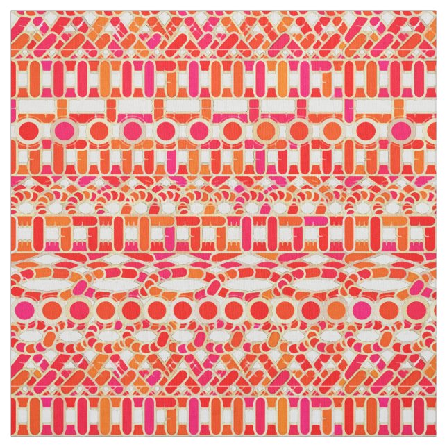 Tribal Batik - orange- och rosa - nyanser Tyg (Provkarta)