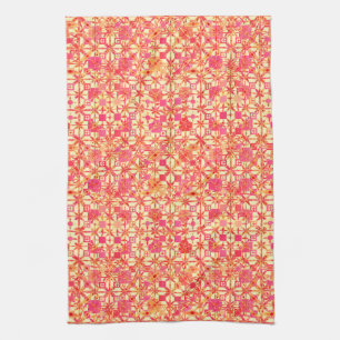 Tribal Batik - orange, rosa av korall och fuchsia Kökshandduk